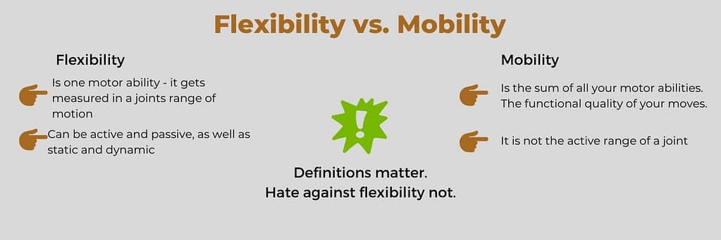 This infografic compares flexibility to mobillity training.