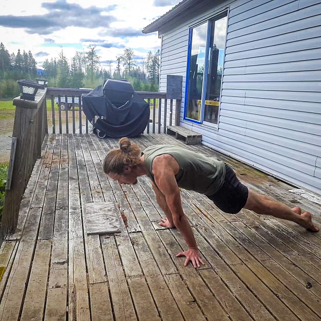 This image shows me performing planche lean, which is a straight arm strength movement.