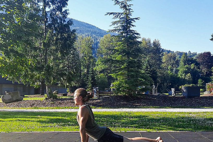 This image shows me in Nelson performing an Upward Dog.