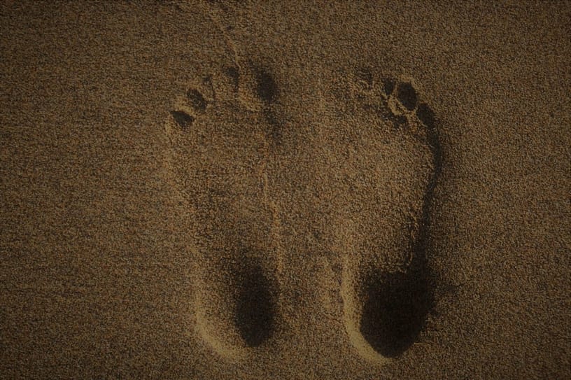 This image shows barefoot footprints which seem to be in optimal foot health regarding their shape.