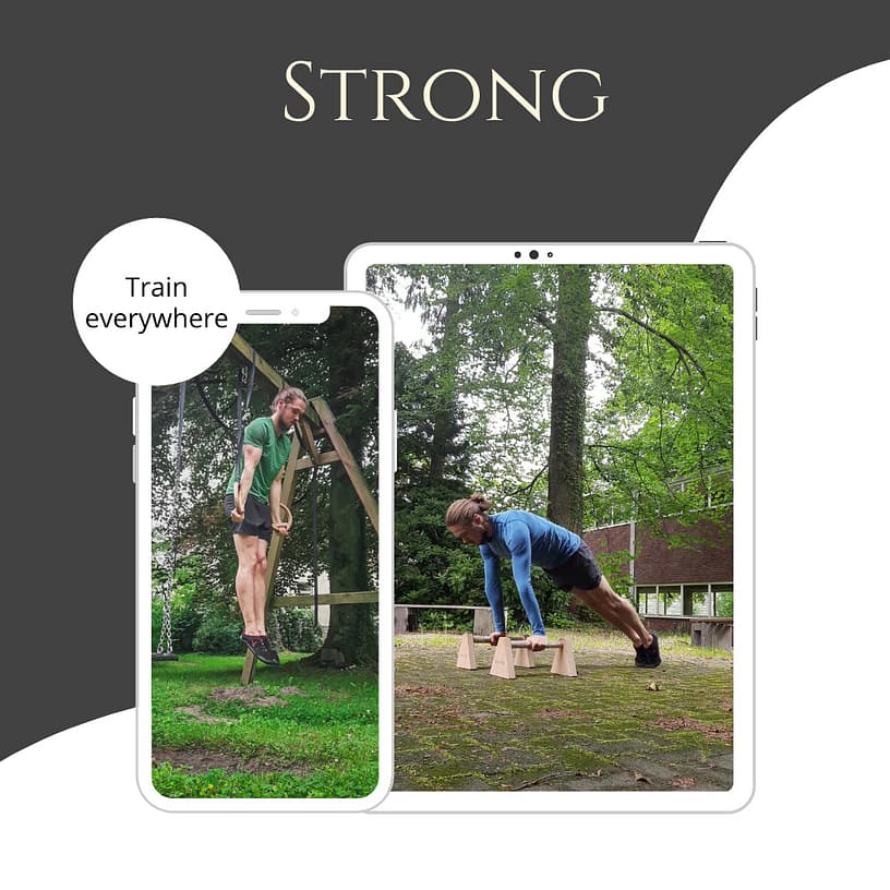 One Product image of my Foundation program showing calisthenics strength exercises.